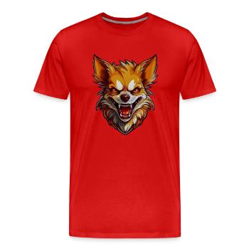 Wild angry pugnacious combative Chihuahua - Men's Premium Organic T-Shirt - red - Front - Damien (186cm)