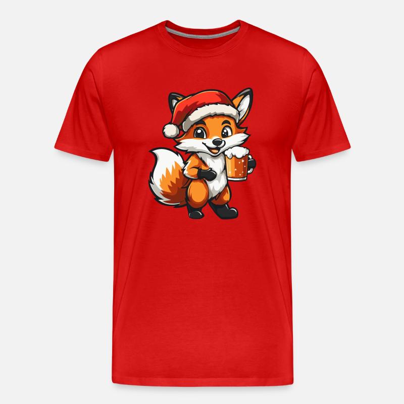 Fuchs Weihnachten Bier - Männer Premium Bio T-Shirt - Rot