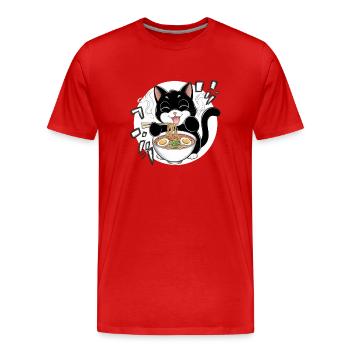Cat Ramen Noodle Japanese Anime Manga Ramen Kawaii - Männer Premium Bio T-Shirt - Rot - Vorne - Damien (186cm)