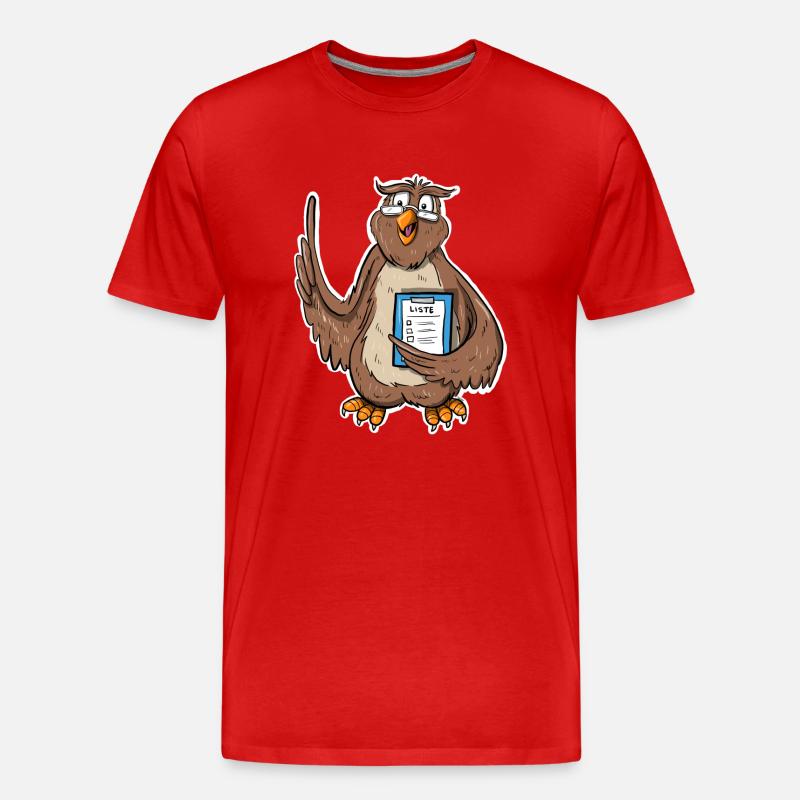 Weise Eule - Männer Premium Bio T-Shirt - Rot