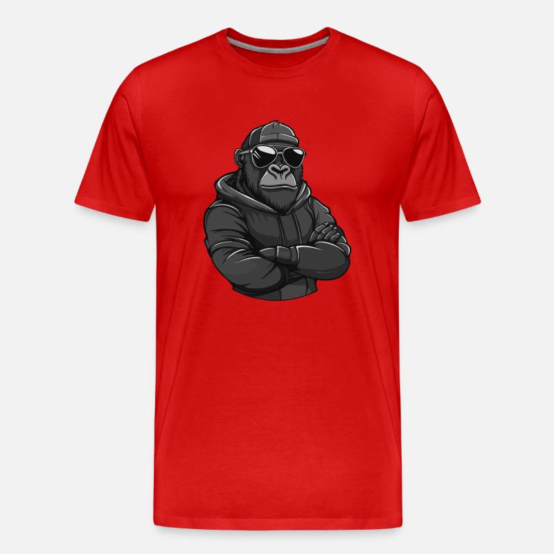 Gorilla Tier Comic - Männer Premium Bio T-Shirt - Rot