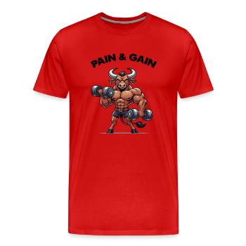 Taureau Fitness - T-shirt bio Premium Homme - rouge - Devant - Damien (186cm)