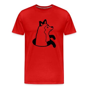 Renard Peeps Drôle Hors Du Trou De Sol Heureux Cool - T-shirt bio Premium Homme - rouge - Devant - Damien (186cm)
