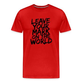 Laissez votre marque sur le monde - T-shirt bio Premium Homme - rouge - Devant - Damien (186cm)
