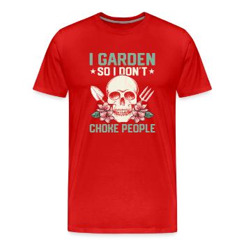 I Garden So I Don't Choke People Botanical Gardeni - Men's Premium Organic T-Shirt - red - Front - Damien (186cm)