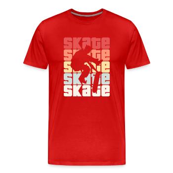 Skate Retro - Skater - Skateboard - Skateboarder - T-shirt bio Premium Homme - rouge - Devant - Damien (186cm)