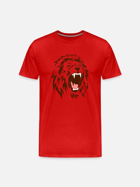 Angry Lion - Männer Premium Bio T-Shirt - Rot