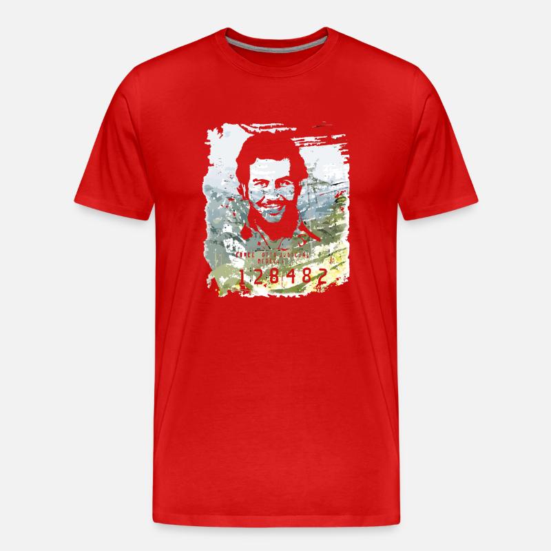 Pablo Escobar distressed - Männer Premium Bio T-Shirt - Rot