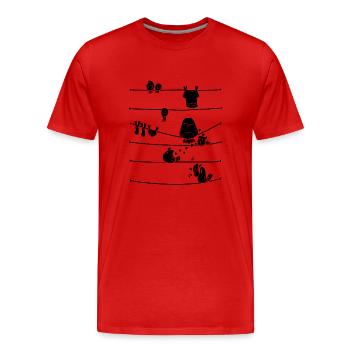 Birds Striped Birdie Illustration Gift - Men's Premium Organic T-Shirt - red - Front - Damien (186cm)