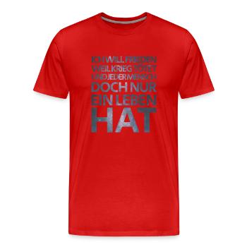 Ich will Frieden - Männer Premium Bio T-Shirt - Rot - Vorne - Damien (186cm)