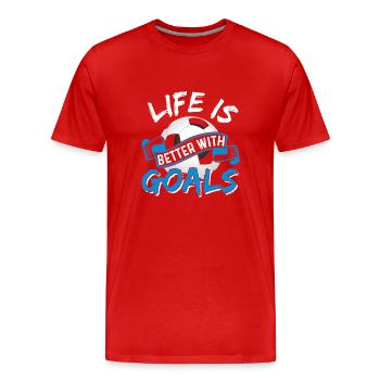 Life Is Better With Soccer Goals - Men's Premium Organic T-Shirt - red - Front - Damien (186cm)