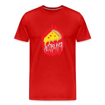 Pizza Slayer - T-shirt bio Premium Homme - rouge - Devant - Damien (186cm)