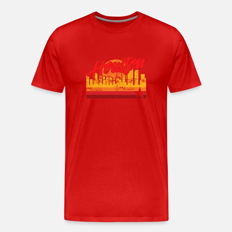Houston Baseball Throwback Astro Stripe - Männer Premium Bio T-Shirt - Rot
