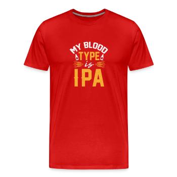 My blood type is IPA Craftbeer beer gift - Men's Premium Organic T-Shirt - red - Front - Damien (186cm)