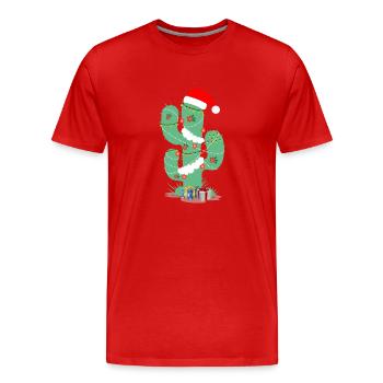 Cactus de Noël Cactus de Noël cadeau de Noël - T-shirt bio Premium Homme - rouge - Devant - Damien (186cm)