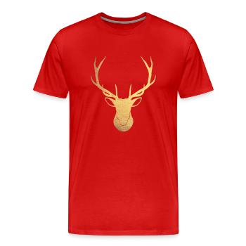 Golden stag - Men's Premium Organic T-Shirt - red - Front - Damien (186cm)
