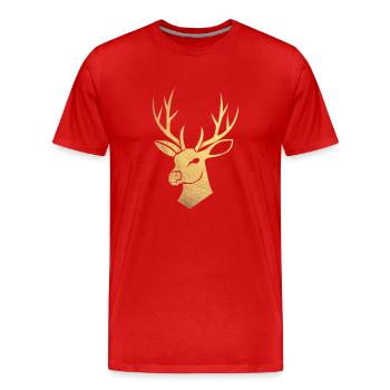 Golden stag - Men's Premium Organic T-Shirt - red - Front - Damien (186cm)