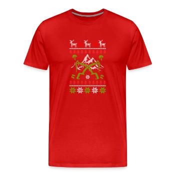 Klettern Bouldern Ugly Christmas - Männer Premium Bio T-Shirt - Rot - Vorne - Damien (186cm)