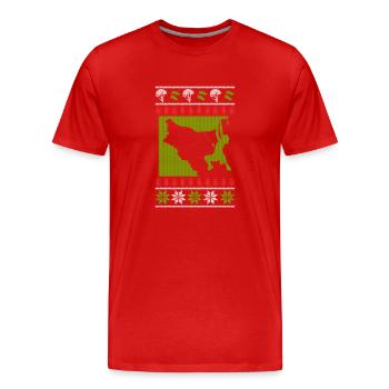 Klettern Bouldern Ugly Christmas - Männer Premium Bio T-Shirt - Rot - Vorne - Damien (186cm)