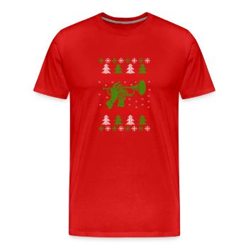 Ugly Christmas Jumper Trumpet - Men's Premium Organic T-Shirt - red - Front - Damien (186cm)