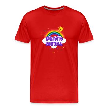 Death Metal Rainbow - Sarcastic Metal Smiling Sun - Men's Premium Organic T-Shirt - red - Front - Damien (186cm)