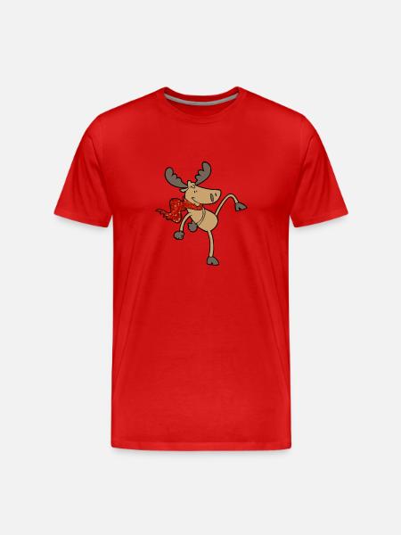 funny dancing moose reindeer - Men's Premium Organic T-Shirt - red