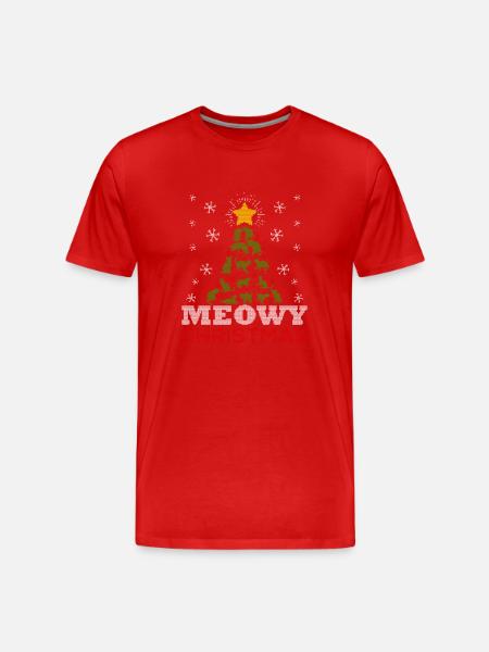 Meowy Christmas Tree Ugly Shirt - Men's Premium Organic T-Shirt - red