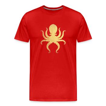 gold Oktopus - Männer Premium Bio T-Shirt - Rot - Vorne - Damien (186cm)