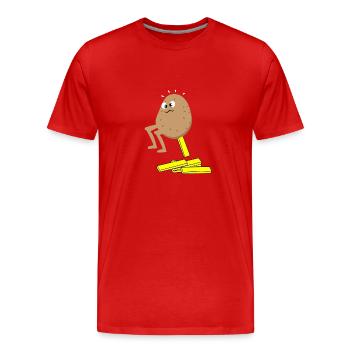 potato poof french fries french fries funny xmas new haha - Men's Premium Organic T-Shirt - red - Front - Damien (186cm)