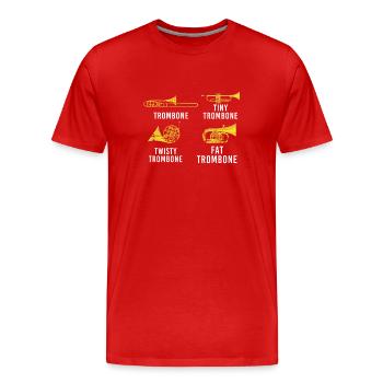 Funny Types Of Trombone - Männer Premium Bio T-Shirt - Rot - Vorne - Damien (186cm)