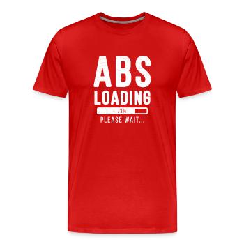 Chargement en cours ... Abs S'il vous plaît attendre! - Muscle Shirt - T-shirt bio Premium Homme - rouge - Devant - Damien (186cm)