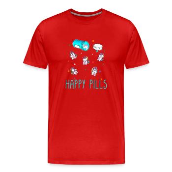 Happy Pills - Men's Premium Organic T-Shirt - red - Front - Damien (186cm)