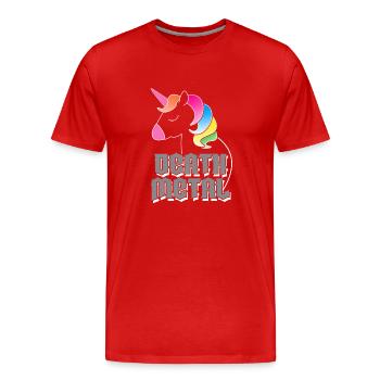 Death Metal Licorne - T-shirt bio Premium Homme - rouge - Devant - Damien (186cm)