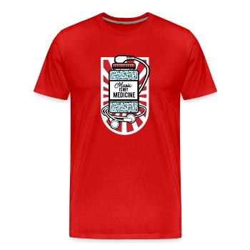 La musique est mon médicament - T-shirt bio Premium Homme - rouge - Devant - Damien (186cm)