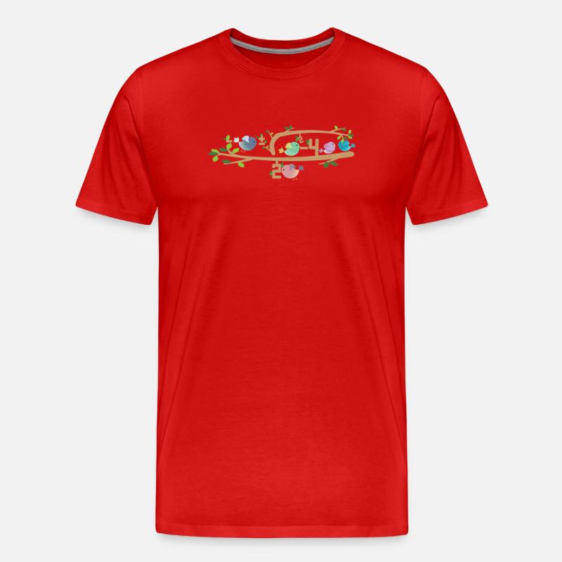 Gleichung / Vögel / Geschenk / Baum - Männer Premium Bio T-Shirt - Rot
