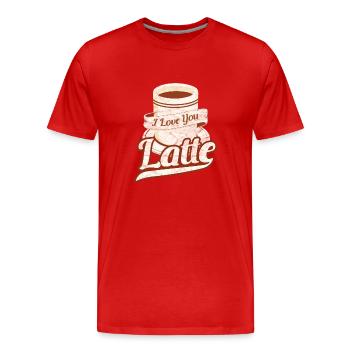 I love you latte t shirt, I love you coffee - Men's Premium Organic T-Shirt - red - Front - Damien (186cm)
