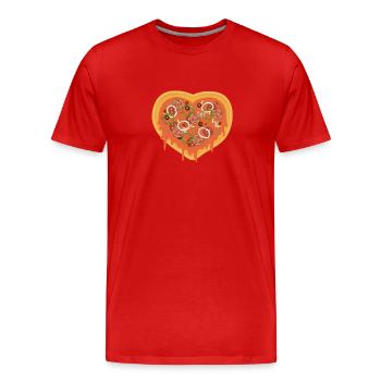 I Love Pizza Pizza Coeur Cadeau Saint-Valentin Coeur - T-shirt bio Premium Homme - rouge - Devant - Damien (186cm)