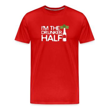 Funny St.Patrick's Day TShirt I'm the Drunker Half - Men's Premium Organic T-Shirt - red - Front - Damien (186cm)