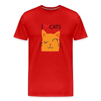 I love cats - Men's Premium Organic T-Shirt - red - Front - Damien (186cm)