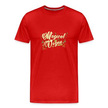 Magical Vegan - Magischer veganer - Tierrechte - Männer Premium Bio T-Shirt - Rot - Vorne - Damien (186cm)
