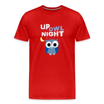 Up Owl Night Owl Moon Nocturnal Bird Lover Funny - Men's Premium Organic T-Shirt - red - Front - Damien (186cm)