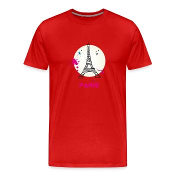 paris eiffelturm scribble love fasion trip tourist - Männer Premium Bio T-Shirt - Rot - Vorne - Damien (186cm)