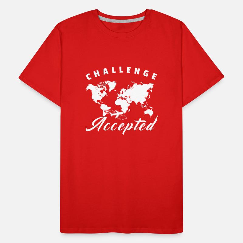 Défi cadeau accepté Planisphère monde Voyage T-shirt bio Premium Homme