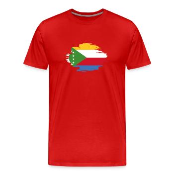 drapeau indigène, Comores origine amour .png - T-shirt bio Premium Homme - rouge - Devant - Damien (186cm)