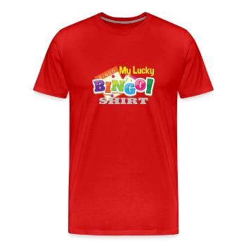My Lucky Bingo Shirt Bingo player gift - Men's Premium Organic T-Shirt - red - Front - Damien (186cm)