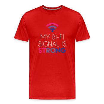 Bi-Fi - Bisexuelle - Gay Pride - Bi - Cadeau - T-shirt bio Premium Homme - rouge - Devant - Damien (186cm)