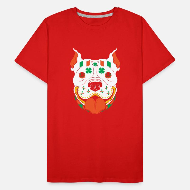 Drapeau de la Saint-Patrick Skull Pitbull Irlande T-shirt bio Premium Homme
