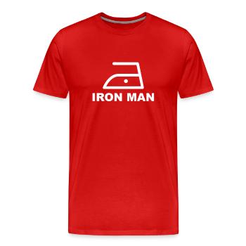 Hausmann Bügeleisen Iron Man - Männer Premium Bio T-Shirt - Rot - Vorne - Damien (186cm)