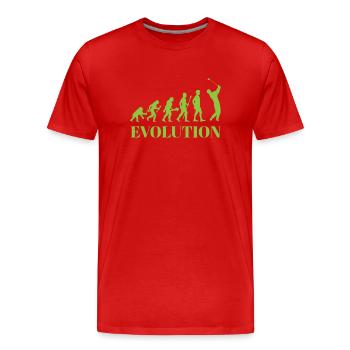 Evolution - Golf - Humour - Divertissement - Cadeau - T-shirt bio Premium Homme - rouge - Devant - Damien (186cm)