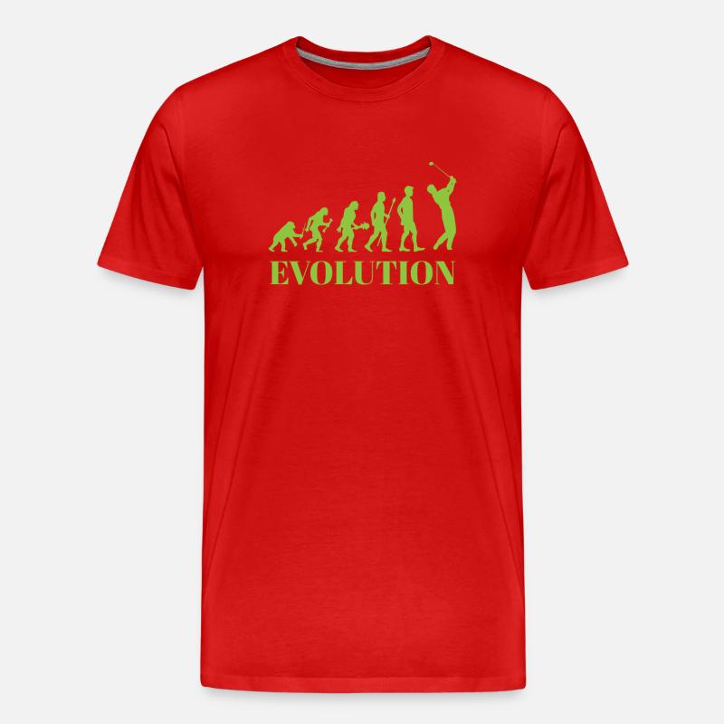 Evolution - Golf - Lustig - Fun - Geschenk - Männer Premium Bio T-Shirt - Rot